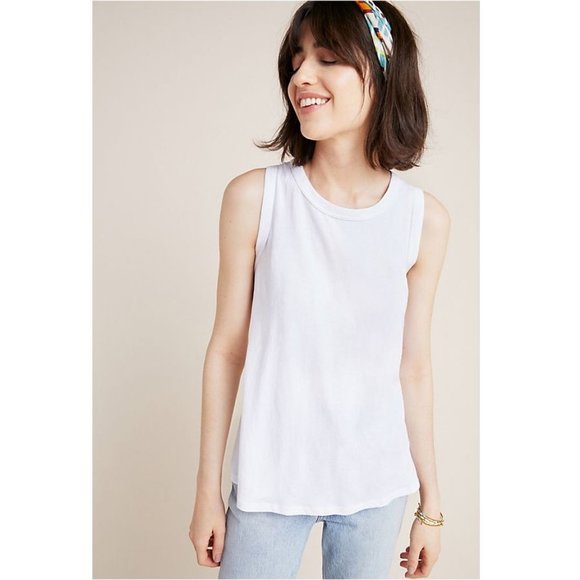 Embroidered Lucy Tank with tulip split back by Dolan Left Coast in white - Picture 3 of 7